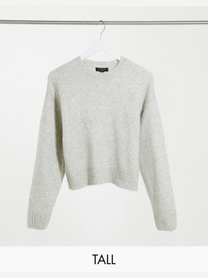 New Look Tall Crewneck Sweater In Light Gray