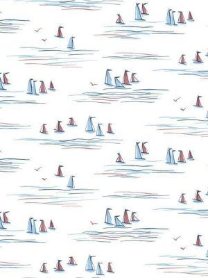 Full Sails Wallpaper In Primary From The Water's Edge Collection By York Wallcoverings