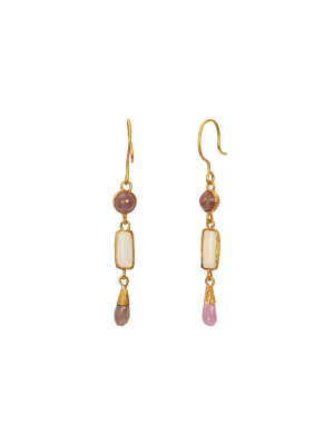 Triple Drop Ruby & Opal Sapphire Earrings