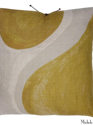 Printed Linen Pillow Winding Ochre 20x20