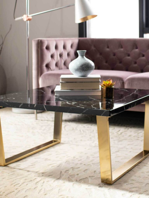 Cassidy Square Coffee Table Black Marble/brass