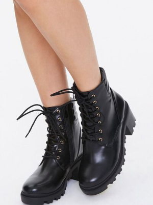 Faux Leather Ankle Boots