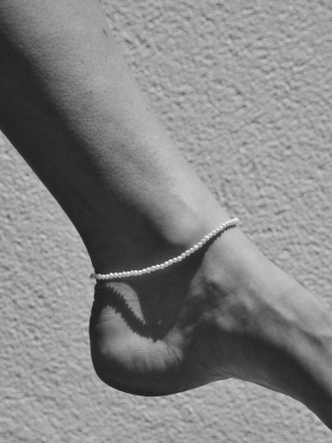 Micro Pearl Anklet | Sterling Silver