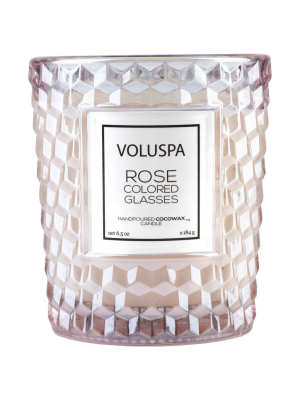 Classic Textured Glass Candle In Rose Colored Glasses