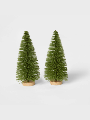 2pk Bottle Brush Christmas Tree Set Decorative Figurine - Wondershop™