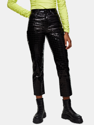 Black Crocodile Print Jeans