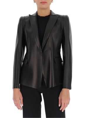 Valentino Single Breasted Leather Blazer