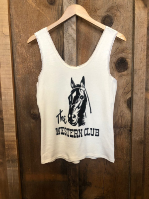 The Western Club Lace Tank White/black