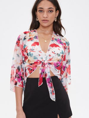 Chiffon Floral Self-tie Top