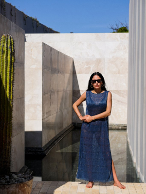 Long Shift Tunic In Indigo Lace