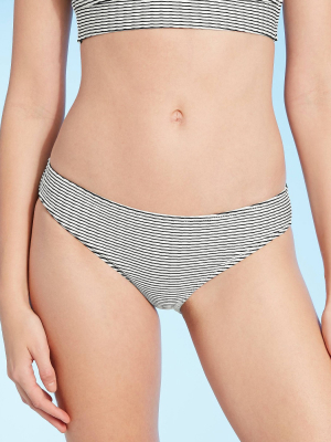 Women's Ribbed Hipster Bikini Bottom - Shade & Shore™ Black & White Stripe