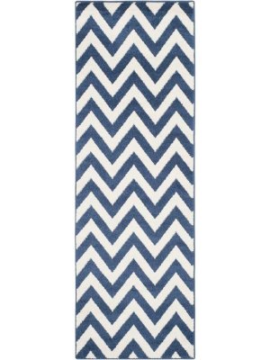 Amherst Chevron Navy/beige Runner Rug