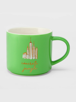 16oz Porcelain Concrete Jungle Mug Green - Threshold™