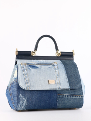 Dolce & Gabbana Sicily Medium Denim Tote Bag