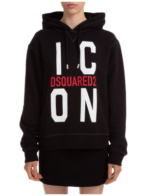 Dsquared2 Icon Logo Print Drawstring Hoodie