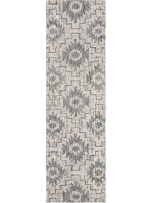 Abstract Ivory/dark Gray Runner Rug