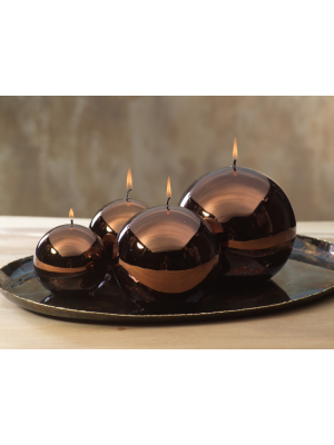 Shiny Metallic Ball Candle - Chestnut