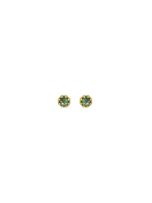 Petite Crown Bezel Emerald Earrings