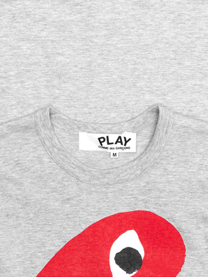 Comme Des Garcons Play Red Sideways Heart Tee - Grey