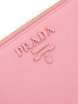 Prada Logo Zip-around Continental Wallet