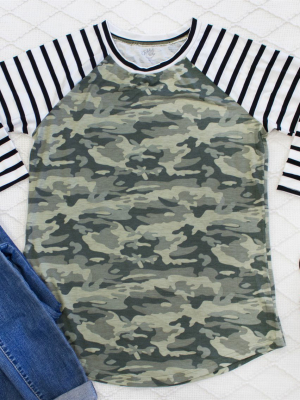 Stripe Sleeve Camo Raglan