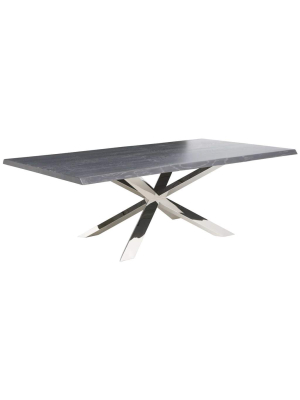 Couture Dining Table, Oxidized Grey/polished Stainless Base