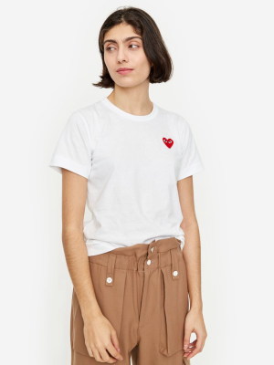 Comme Des Garcons Play Red Heart Shortsleeve T-shirt W - White