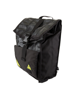 Green Guru Water-resistant Black Commuter Roll Top Backpack