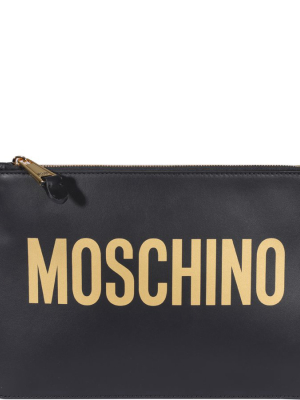 Moschino Logo Printed Clutch Bag