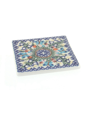 Blue Rose Polish Pottery Garden Of Eden Tile