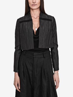 Cropped Textured Suit Jacket