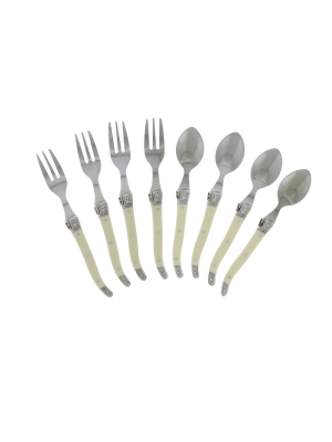 8pc Stainless Steel Laguiole Faux Ivory Dessert Flatware Set White - French Home