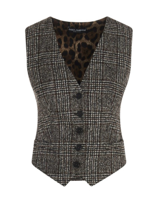 Dolce & Gabbana Prince Of Wales Leopard Patterned Vest