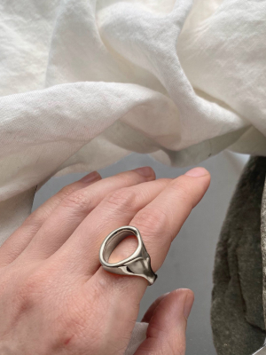 Melted Signet Ring In Silver