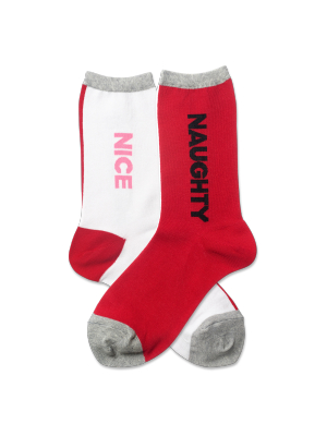 Women's Naughty And Nice Crew Socks