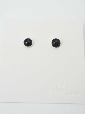 Stone Post Earrings, Onyx