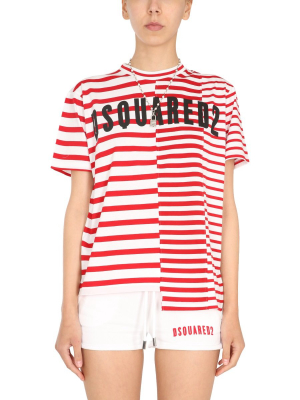 Dsquared2 Striped Logo Print T-shirt