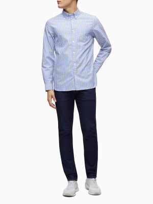 Slim Fit Stretch Cotton Striped Oxford Shirt