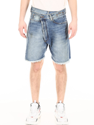 R13 Crossover Denim Shorts