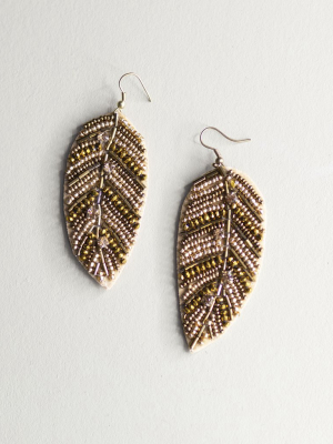 Golden Leaf Beaded Earrings