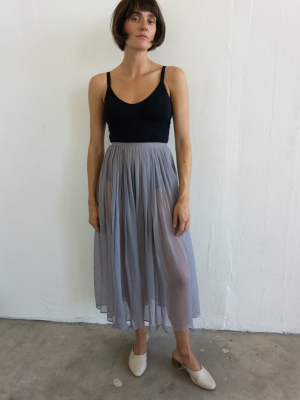 Sheer Grey Pleated Skirt