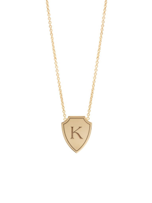 14k Initial Shield Necklace