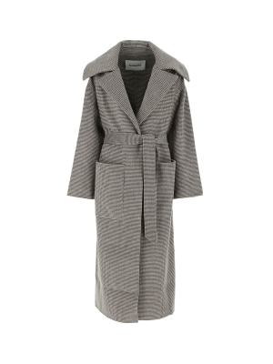 Nanushka Houndstooth Wrapped Coat