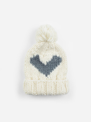 Heart Knit Hat, Gray