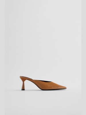 Patent Finish Heeled Mules Trf