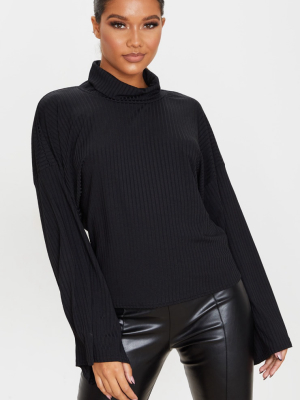 Black Roll Neck Oversized Sweater