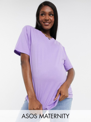 Asos Design Maternity Ultimate Oversized T-shirt In Violet