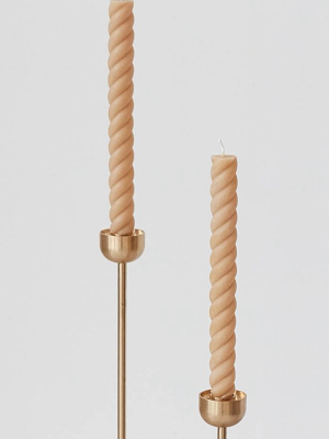 Pair Of 2 Rope Beeswax Candles: Natural