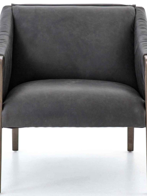 Bauer Leather Chair, Chaps Ebony