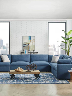 Carmen Long L-shaped Sectional Sofa Azure